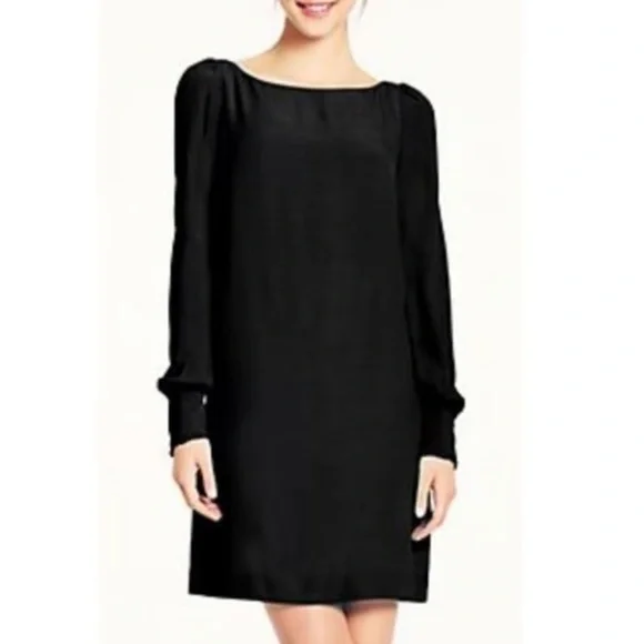 kate spade | Dresses | Kate Spade Cordette Black Long Sleeve Crepe Mini  Shift Dress Size | Poshmark